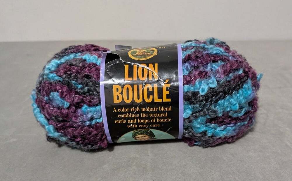 Vintage Lion Brand Lion Boucle Yarn Snow Cone 204 Discontinued Single Skein